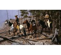 ZHAOSHAN Classic Wall Art Decor Modern Canvas Picture Prospecting for Animal Range by Frederic Remington Art Canvas Murals for Home Decor 60x90cm
