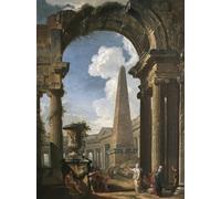 ZHAOSHAN Classic Wall Art Decor Modern Canvas Picture Ruins of a Temple with a Sibyl by Paolo Pannini Art Canvas Murals for Home Decor 60x90cm