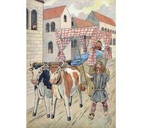 ZHAOSHAN Classic Wall Art Decor Modern Canvas Picture Scene Depicting Lazy Kings in Toys King of France Thierry Iii Carries in a Tank with a Bed Pulled Art Canvas Murals for Home Decor 60x90cm