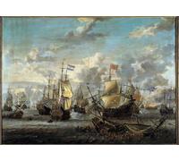 ZHAOSHAN Classic Wall Art Decor Modern Canvas Picture Second Anglo-neerland War the Battle of the Four Days by Abraham Storck Art Canvas Murals for Home Decor 60x90cm