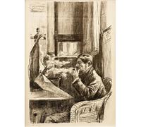 ZHAOSHAN Classic Wall Art Decor Modern Canvas Picture Smoking Gentleman in the Cafe I by Lesser Ury Art Canvas Murals for Home Decor 60x90cm