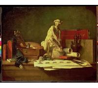 ZHAOSHAN Classic Wall Art Decor Modern Canvas Picture Still Life with the Attributes of the Arts by Jean Baptiste Simeon Chardin Art Canvas Murals for Home Decor 60x90cm