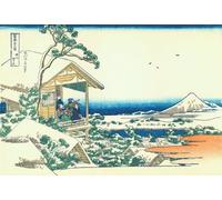 ZHAOSHAN Classic Wall Art Decor Modern Canvas Picture Tea House At Koishikawa the Morning After a Snowfall by Katsushika Hokusai Art Canvas Murals for Home Decor 60x90cm