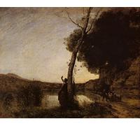 ZHAOSHAN Classic Wall Art Decor Modern Canvas Picture the Evening Star by Jean-baptiste-camille Corot Art Canvas Murals for Home Decor 60x90cm