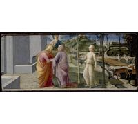 ZHAOSHAN Classic Wall Art Decor Modern Canvas Picture the Meeting of Joachim and Anna At the Golden Gate by Fra Filippo Lippi Art Canvas Murals for Home Decor 60x90cm