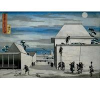 ZHAOSHAN Classic Wall Art Decor Modern Canvas Picture the Night Attack by Utagawa Kuniyoshi Art Canvas Murals for Home Decor 60x90cm