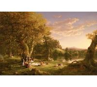 ZHAOSHAN Classic Wall Art Decor Modern Canvas Picture the Picnic by Thomas Cole Art Canvas Murals for Home Decor 60x90cm