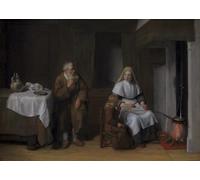 ZHAOSHAN Classic Wall Art Decor Modern Canvas Picture the Prophet Elijah with the Widow of Zarephath and Her Son by Abraham Van Dijck Art Canvas Murals for Home Decor 60x90cm