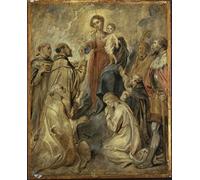 ZHAOSHAN Classic Wall Art Decor Modern Canvas Picture the Virgin and Child of the Rosary by Peter Paul Rubens Art Canvas Murals for Home Decor 60x90cm