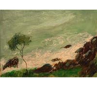 ZHAOSHAN Classic Wall Art Decor Modern Canvas Picture Tree by the Sea At Rapallo by August Macke Art Canvas Murals for Home Decor 60x90cm