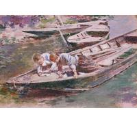ZHAOSHAN Classic Wall Art Decor Modern Canvas Picture Two in a Boat by Theodore Robinson Art Canvas Murals for Home Decor 60x90cm