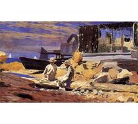 ZHAOSHAN Classic Wall Art Decor Modern Canvas Picture Waiting for the Boats Winslow Homer Art Canvas Murals for Home Decor 60x90cm