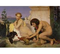 ZHAOSHAN Classic Wall Art Decor Modern Canvas Picture Young Greeks Encouraging Cocks to Fight by Jean Leon Gerome Art Canvas Murals for Home Decor 60x90cm