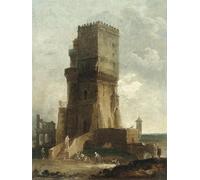 ZHAOSHAN Famous Colorful Art Print Vintage Poster a Capriiccio of the Tower of Benevento by Hubert Robert Classic Canvas Picture for Office Decor 60x90cm