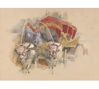 ZHAOSHAN Famous Colorful Art Print Vintage Poster a Turkish Araba Drawn by John Frederick Lewis Classic Canvas Picture for Office Decor 60x90cm