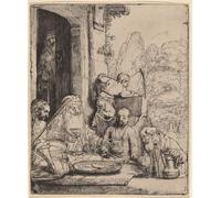 ZHAOSHAN Famous Colorful Art Print Vintage Poster Abraham Entertaining the angels by Rembrandt van Rijn Classic Canvas Picture for Office Decor 60x90cm
