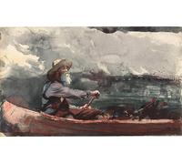 ZHAOSHAN Famous Colorful Art Print Vintage Poster Adirondacks Guide by Winslow Homer Classic Canvas Picture for Office Decor 60x90cm