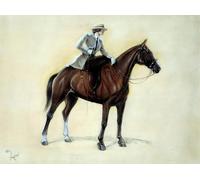 ZHAOSHAN Famous Colorful Art Print Vintage Poster an Elegante Cavaliere Rising Into an Drawing by Cecil Charles Windsor Aldin Classic Canvas Picture for Office Decor 60x90cm