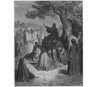 ZHAOSHAN Famous Colorful Art Print Vintage Poster Bible Jesus Preaching to the Multitude by Gustave Dore Classic Canvas Picture for Office Decor 60x90cm