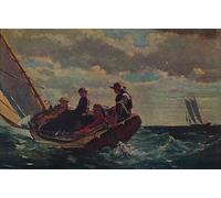 ZHAOSHAN Famous Colorful Art Print Vintage Poster Breezing Up by Winslow Homer Classic Canvas Picture for Office Decor 60x90cm