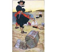 ZHAOSHAN Famous Colorful Art Print Vintage Poster Buried Treasure From Howard Pyles Book of Pirates Published by Howard Pyle Classic Canvas Picture for Office Decor 60x90cm