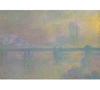 ZHAOSHAN Famous Colorful Art Print Vintage Poster Charing Cross Bridge London by Claude Monet Classic Canvas Picture for Office Decor 60x90cm