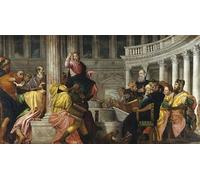 ZHAOSHAN Famous Colorful Art Print Vintage Poster Christ Among the Doctors by Paolo Veronese Classic Canvas Picture for Office Decor 60x90cm