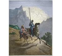 ZHAOSHAN Famous Colorful Art Print Vintage Poster Don Quixote with Sancho Panza Don Quixote De La Mancha by Gustave Dore Classic Canvas Picture for Office Decor 60x90cm