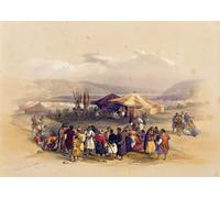 ZHAOSHAN Famous Colorful Art Print Vintage Poster Encampment of the Pilgrims At Jericho' by David Roberts Classic Canvas Picture for Office Decor 60x90cm
