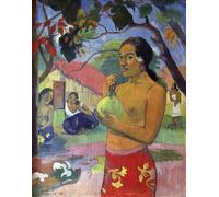 ZHAOSHAN Famous Colorful Art Print Vintage Poster Eu Haere Ia Oe Woman Holding a Fruit Where Are You Going by Paul Gauguin Classic Canvas Picture for Office Decor 60x90cm