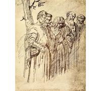 ZHAOSHAN Famous Colorful Art Print Vintage Poster Group of Viewers From the Miracle of by Tiziano Vecelli Classic Canvas Picture for Office Decor 60x90cm