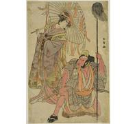ZHAOSHAN Famous Colorful Art Print Vintage Poster Hata No Daizen Taketora Disguised As the Yakko Matahei by Katsukawa Shunsho Classic Canvas Picture for Office Decor 60x90cm