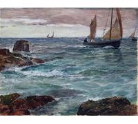 ZHAOSHAN Famous Colorful Art Print Vintage Poster Homeward Bound by Charles Napier Hemy Classic Canvas Picture for Office Decor 60x90cm