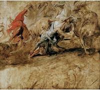 ZHAOSHAN Famous Colorful Art Print Vintage Poster Lion Hunt by Peter Paul Rubens Classic Canvas Picture for Office Decor 60x90cm