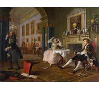 ZHAOSHAN Famous Colorful Art Print Vintage Poster Marriage a La Mode Ii the Tete a Tete by William Hogarth Classic Canvas Picture for Office Decor 60x90cm