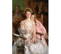 ZHAOSHAN Famous Colorful Art Print Vintage Poster Mrs Fiske Warren and Her Daughter by John Singer Sargent Classic Canvas Picture for Office Decor 60x90cm
