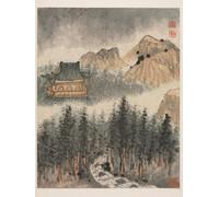 ZHAOSHAN Famous Colorful Art Print Vintage Poster Reminiscences of the Qinhuai River Qing Dynasty by Daoji Shitao Classic Canvas Picture for Office Decor 60x90cm