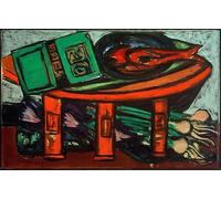ZHAOSHAN Famous Colorful Art Print Vintage Poster Still Life with Green Book and Radishes by Max Beckmann Classic Canvas Picture for Office Decor 60x90cm
