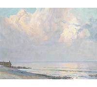 ZHAOSHAN Famous Colorful Art Print Vintage Poster Sunrise over the Sea Harry van der Weyden Classic Canvas Picture for Office Decor 60x90cm
