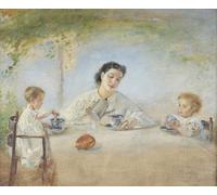 ZHAOSHAN Famous Colorful Art Print Vintage Poster the Artist's Family At Breakfast by Anton Romako Classic Canvas Picture for Office Decor 60x90cm