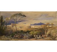 ZHAOSHAN Famous Colorful Art Print Vintage Poster the Colosseum and Alban Mount by Famous Painter Classic Canvas Picture for Office Decor 60x90cm