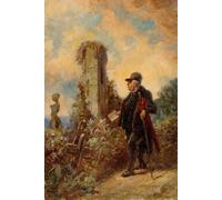 ZHAOSHAN Famous Colorful Art Print Vintage Poster The country priest with the breviary by Carl Spitzweg Classic Canvas Picture for Office Decor 60x90cm