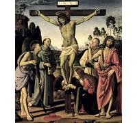 ZHAOSHAN Famous Colorful Art Print Vintage Poster the Crucifixion with Saints Mary Magdalene the Baptist by Pietro Perugino Classic Canvas Picture for Office Decor 60x90cm