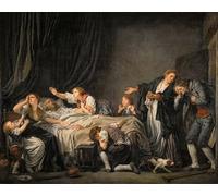 ZHAOSHAN Famous Colorful Art Print Vintage Poster the Fathers Curse the Son Punished by Jean Baptiste Greuze Classic Canvas Picture for Office Decor 60x90cm