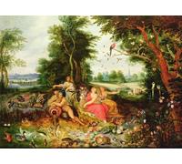 ZHAOSHAN Famous Colorful Art Print Vintage Poster the Four Elements by Jan Van Kessel the Elder Classic Canvas Picture for Office Decor 60x90cm