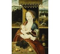 ZHAOSHAN Famous Colorful Art Print Vintage Poster the Lady and Child Seated Under a Canopy At a Table with Fruit in a Landscape by Joos Van Cleve Classic Canvas Picture for Office Decor 60x90cm