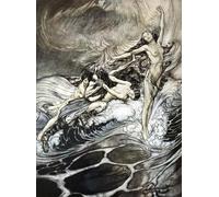 ZHAOSHAN Famous Colorful Art Print Vintage Poster the Rhine Maidens Obtain Possession of the Ring by Arthur Rackham Classic Canvas Picture for Office Decor 60x90cm