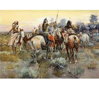 ZHAOSHAN Famous Colorful Art Print Vintage Poster the Truce by Charles Marion Russell Classic Canvas Picture for Office Decor 60x90cm