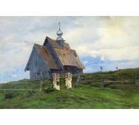 ZHAOSHAN Famous Colorful Art Print Vintage Poster the Wooden Church in Plyos in the Last Rays of the Sun by Isaac Levitan Classic Canvas Picture for Office Decor 60x90cm