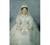 ZHAOSHAN Famous Colorful Art Print Vintage Poster the Young Communicant by Jules Bastien Lepage Classic Canvas Picture for Office Decor 60x90cm